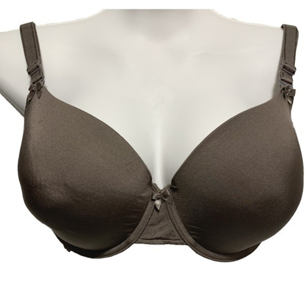 Paramour Marvelous Side Smoothing T-Shirt Bra 38DDD Brown Convertible Lace Trim